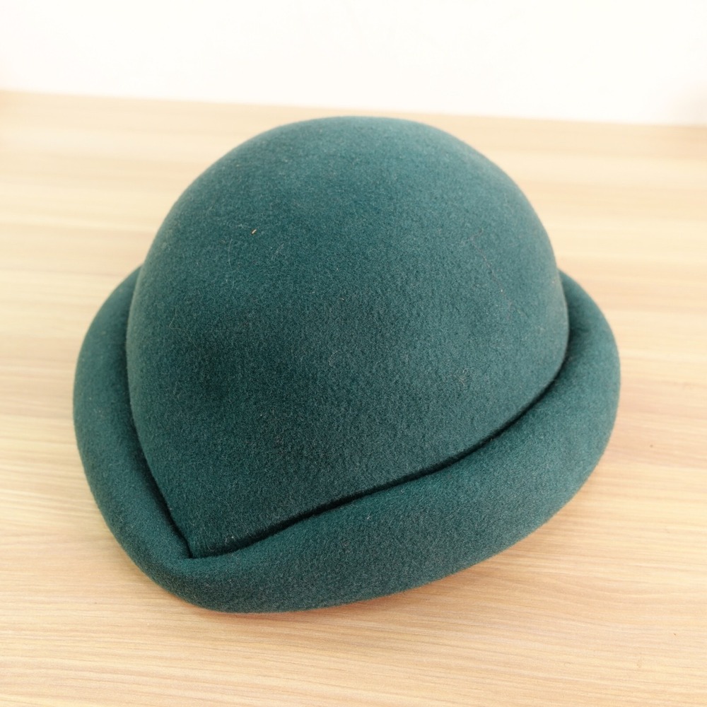 Vintage FRANK OLIVE Hat Blue‎ Wool Felt Roll Brim Cloche Beret Derby EXCELLO USA